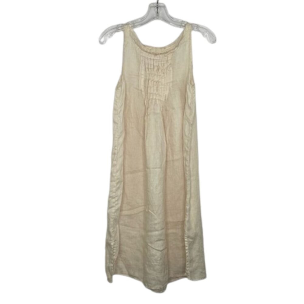CP Shades light peach linen tank mini pleated dress size Small